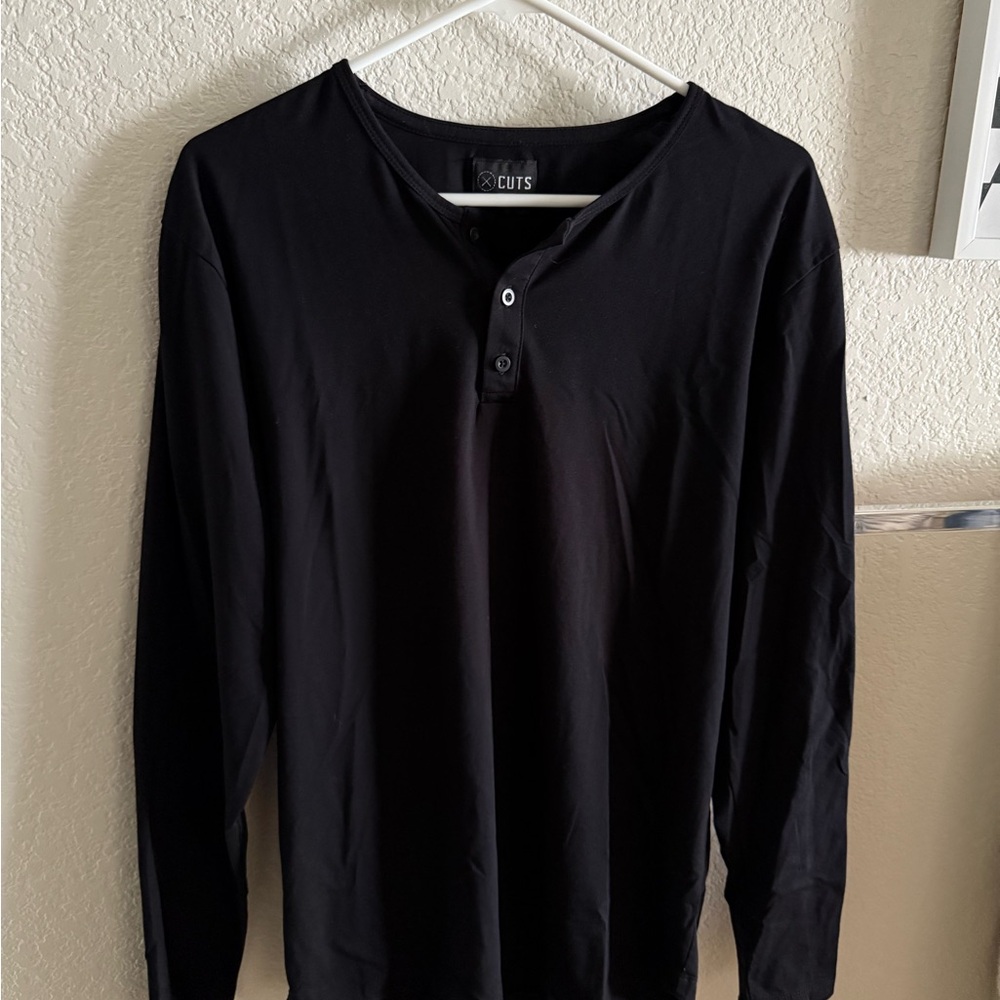 Cuts Clothing Jet Black Long Sleeve Shirt